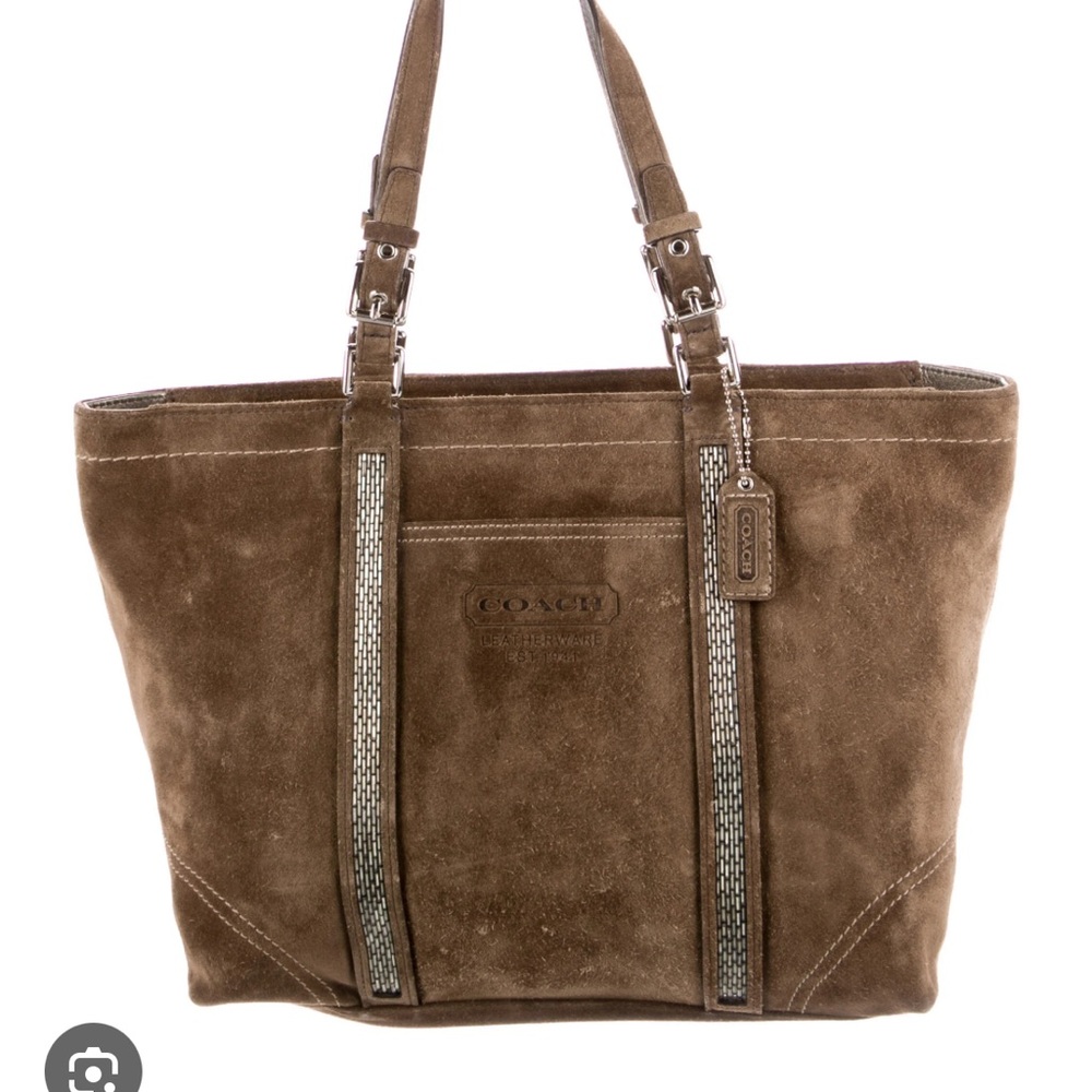 Coach Brown Leather Trim Suede Tote